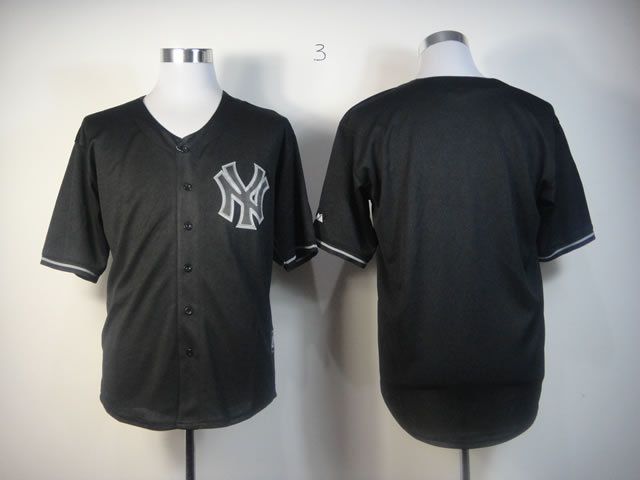 Men New York Yankees Blank Black MLB Jerseys